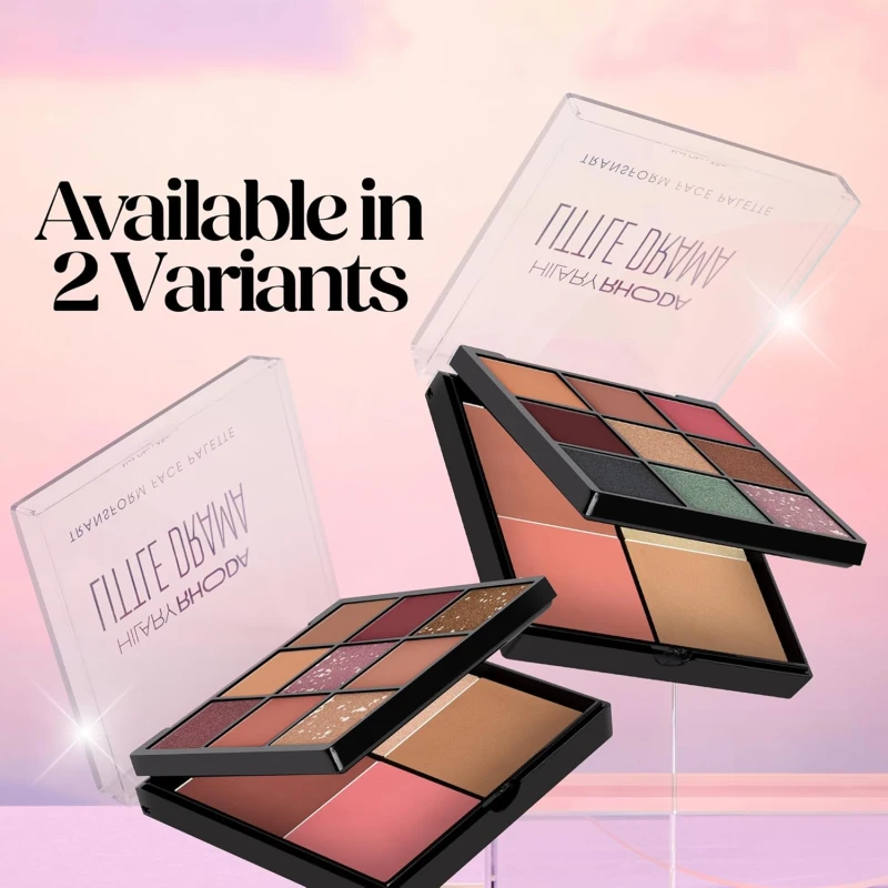 Hilary Rhoda Transform Face Palette | All-in-One | 9 Eyeshadows, 2 Blushes, Highlighter & Contour | Matte + Shimmer Finish | Highly Pigmented | Travel Friendly Makeup Kit (Soft Glam - Shade 01) – 18g thumbnail 6